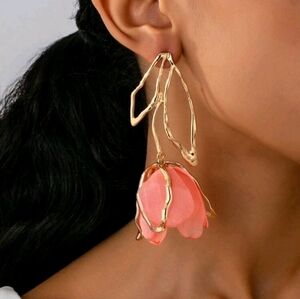 Flower Drop Statement Earrings